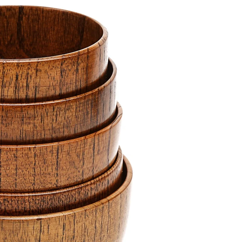 Classical Handmade Natural Jujube 18 cm Wood  Bowl  Anti-scald Soup Noodle Bowl