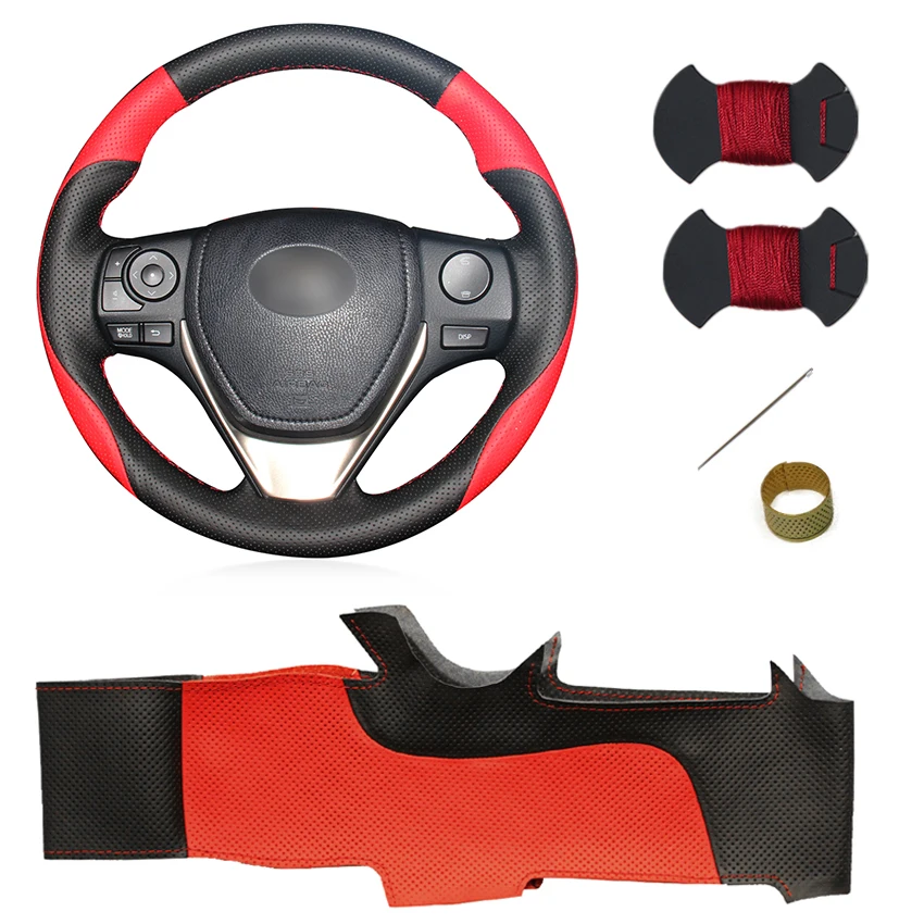 Leather Steering Wheel Cover Wrap for Toyota RAV4 2013 2018 Corolla 2014 2019 Corolla iM (US) 2017 2018 Auris 2013 2016 (60593797915)