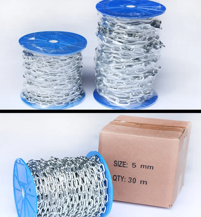 short type 4-6mm small galvanized link chains for binding