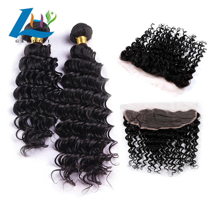 3 Bundles with closure 100 Unprocessed Brazilian Mink Virgin Human Hair Weaving 13x4 Deep Wave Deals With Swiss Lace frontal