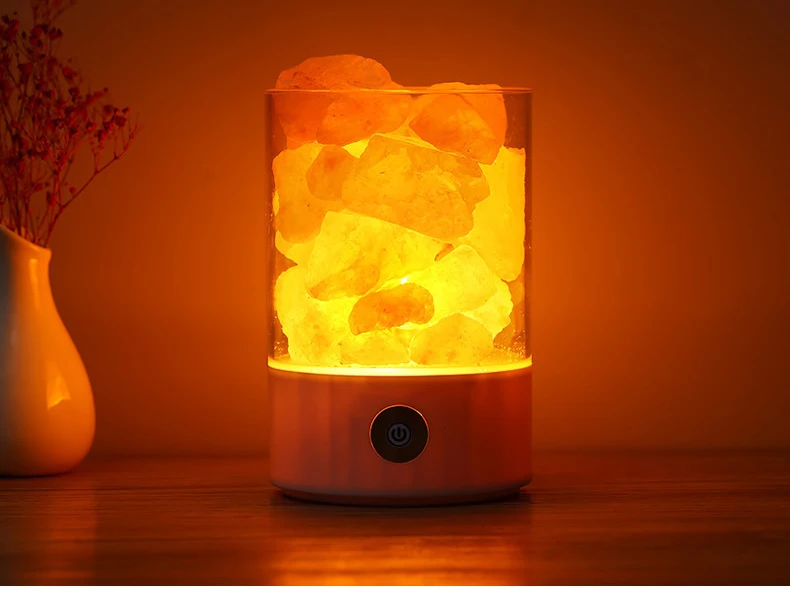 Dimmable USB Hymalain Sea Salt Crystal LED Desk Nightlight with Touch Dimmer Control Adjustable 7 Color Changing Night Light