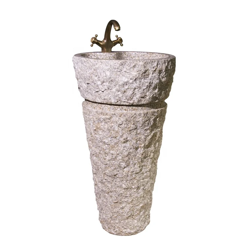 black granite pedestal stone basin for sale