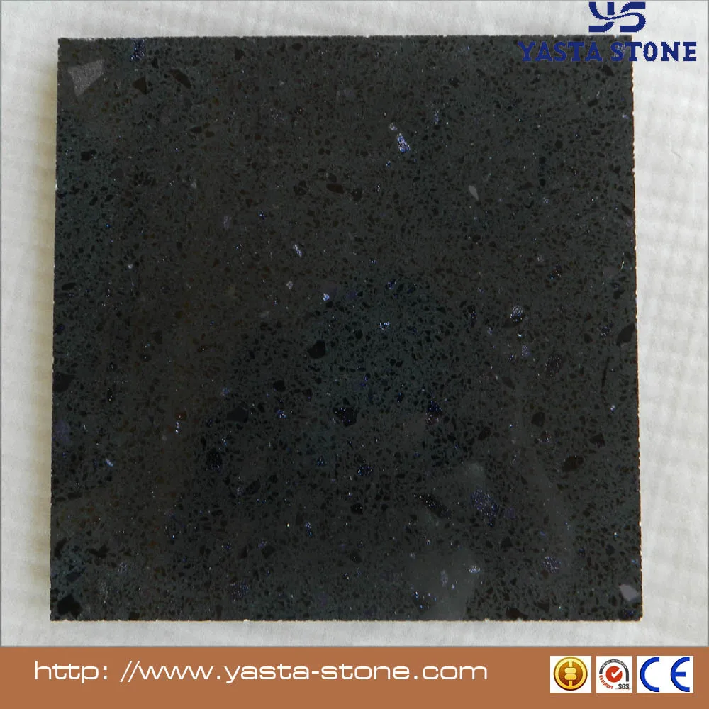 Cheap 30x30 Quartz Stone Black Floor Tiles With Sparkle