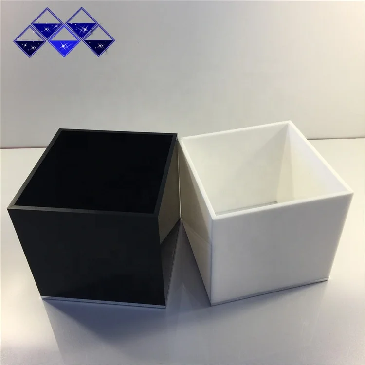 rectangular cube black  Acrylic storage box logo printing
