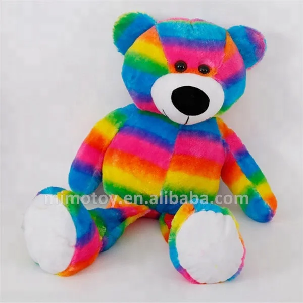 Beautiful Kids Cartoon Giant Plush Toy Rainbow Teddy Bear 2019 Valentine Gift Stuffed Animal Soft Plush Toy Colorful Teddy Bear