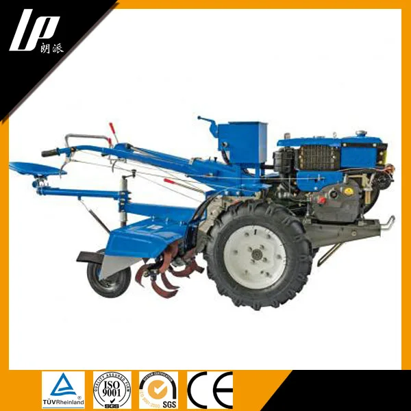 Walk-behind tractor with cutter at the back