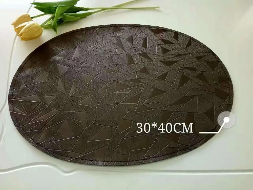 pu hotel oval placemat embossed double design leather placemats