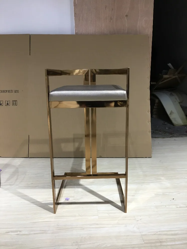 Luxury rose gold stainless steel velvet bar stool high chair