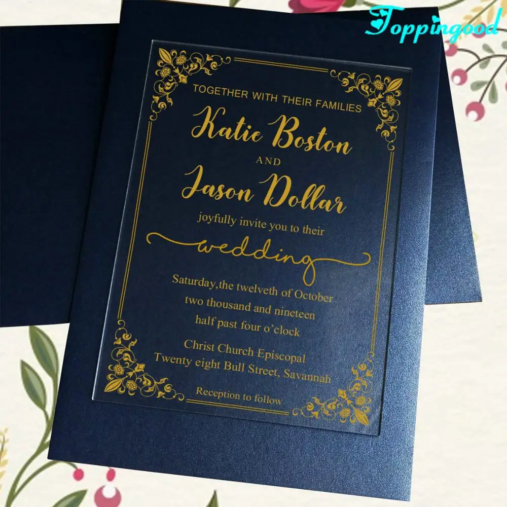 Golden Design Acrylic Invitation Card For Wedding Party Invitation