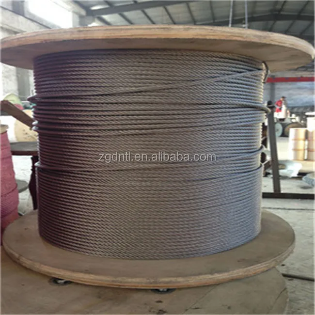 7x7 1x7 AiSi Round Strand Steel Wire Rope For Cableway Galvanized Steel Wire Rope