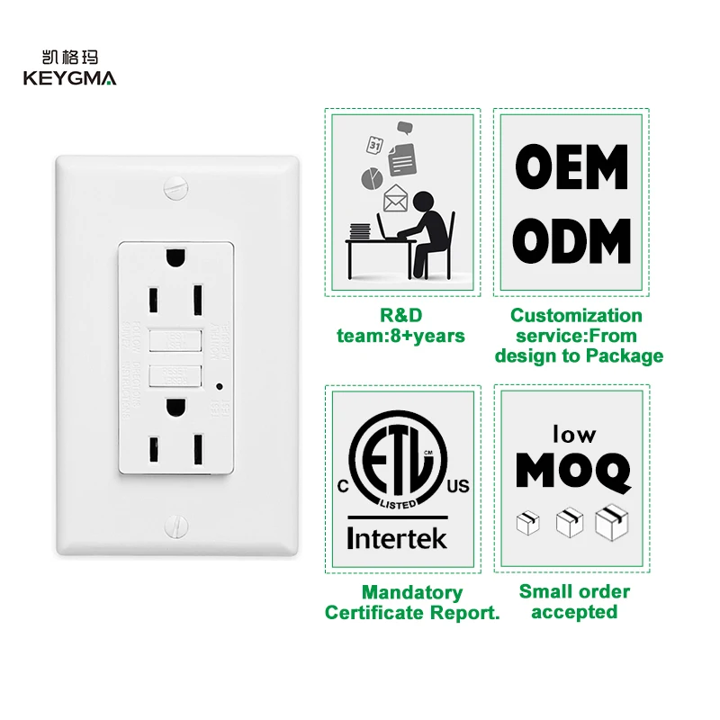 KEYGMA ETL/Cetl 110 В 15 а 60 Гц, черная розетка GFCI для рынка США