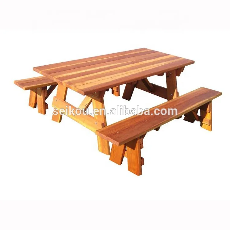 Outdoor Furniture Wooden Square Corner Picnic Table Wooden Table With Chair