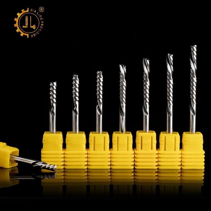 4 мм 6 мм Спираль Фрезы для контурной обработки 3,175 мм фрезы Резак спиральный твердосплавное гравировальное лезвие Одна Флейта вниз Отрежьте Концевая фреза