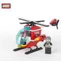 GUDI Fire Rescue Helicopter Blocks for Children Assembled Small Particles Blocks Toys Christmas Gift Model Building
