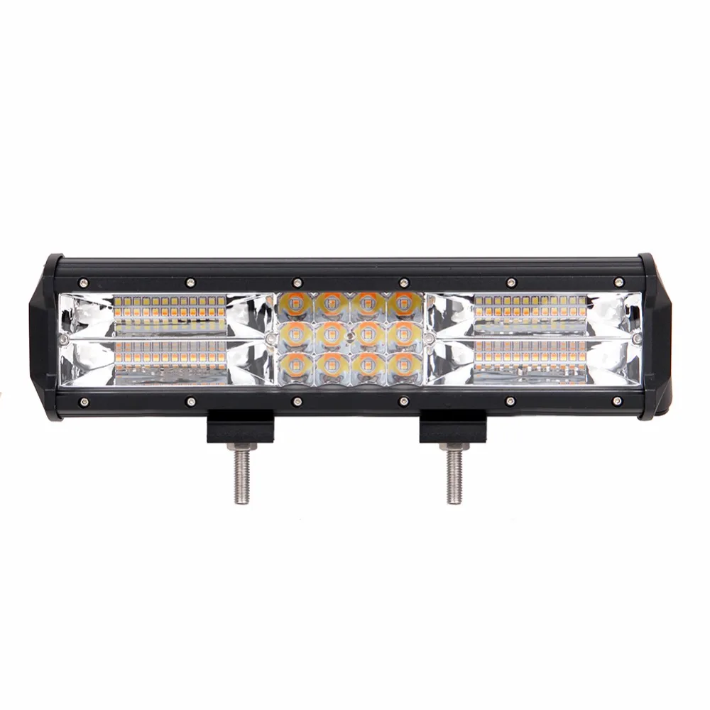 
12inch 180W Dual Color Amber White Led Strobe Waterproof Warning Light Bar 