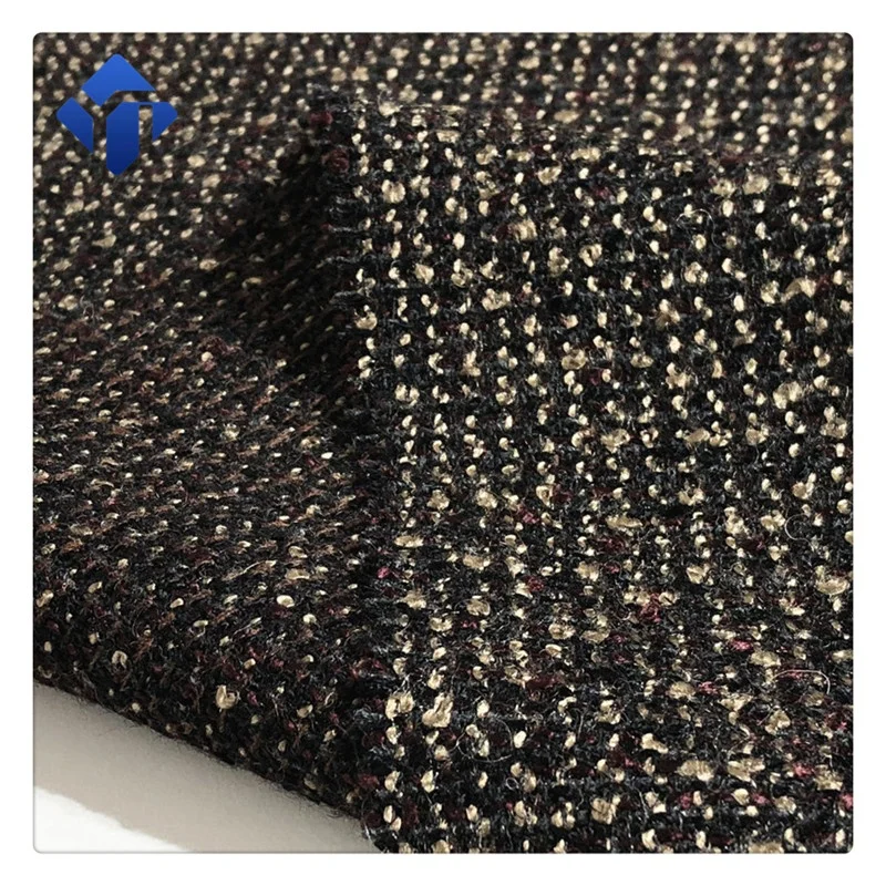 
New design mills Spring and Autumn woolen blended fancy boucle yarn woven wool tweed for winter overcoats 