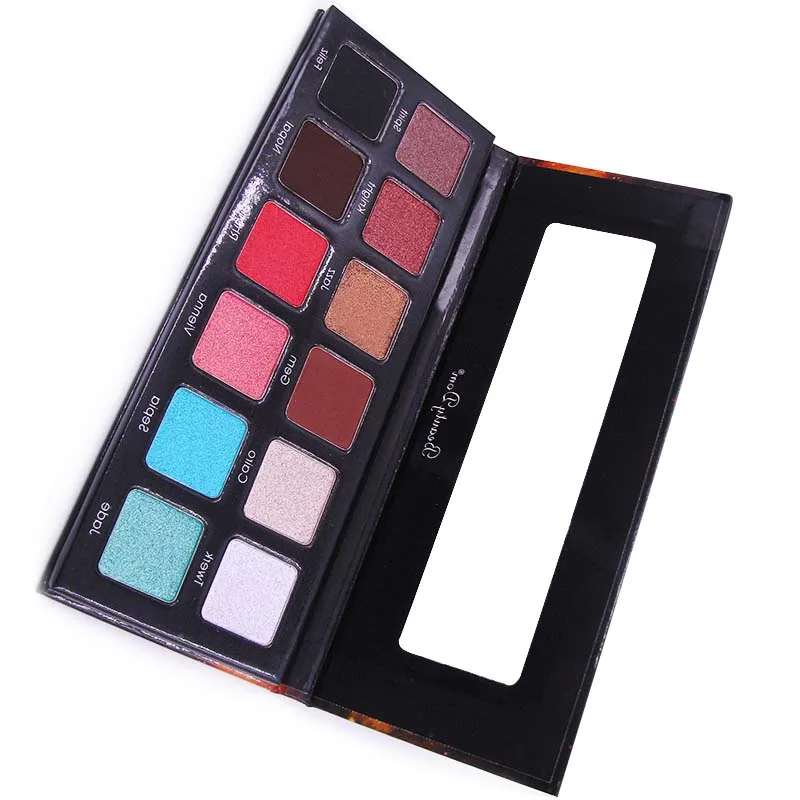 OEM 12 Colours Professional Cosmetics Waterproof Glitter Makeup Eyeshadow Palette with Private Label