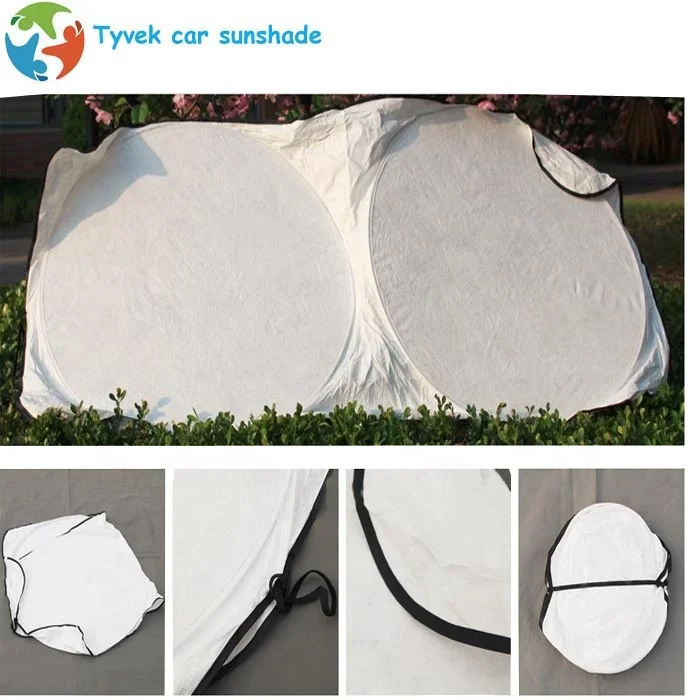 Double round circles shape car window sunshade fast delivery plain white color car windshield sun shade