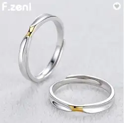 925 Sterling Silver Ring,Wedding Engagement Custom White Gold Plated Jewelry Fashion Statement Stylish Adjustable Couple ring
