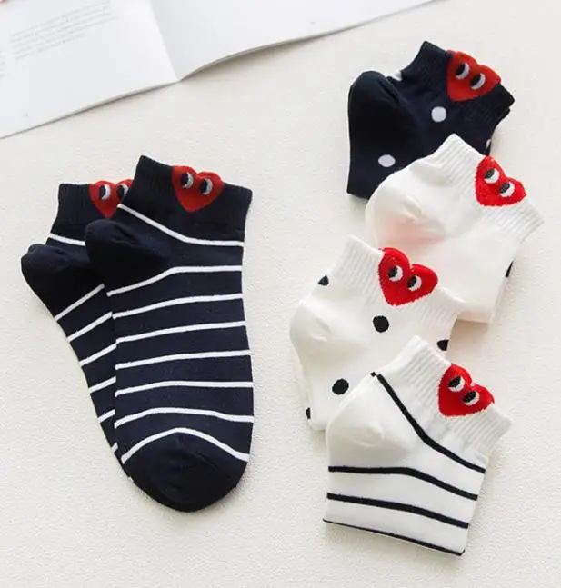 new fashion pattern embroidery heart women ladies girls high casual comfy soft low cut socks