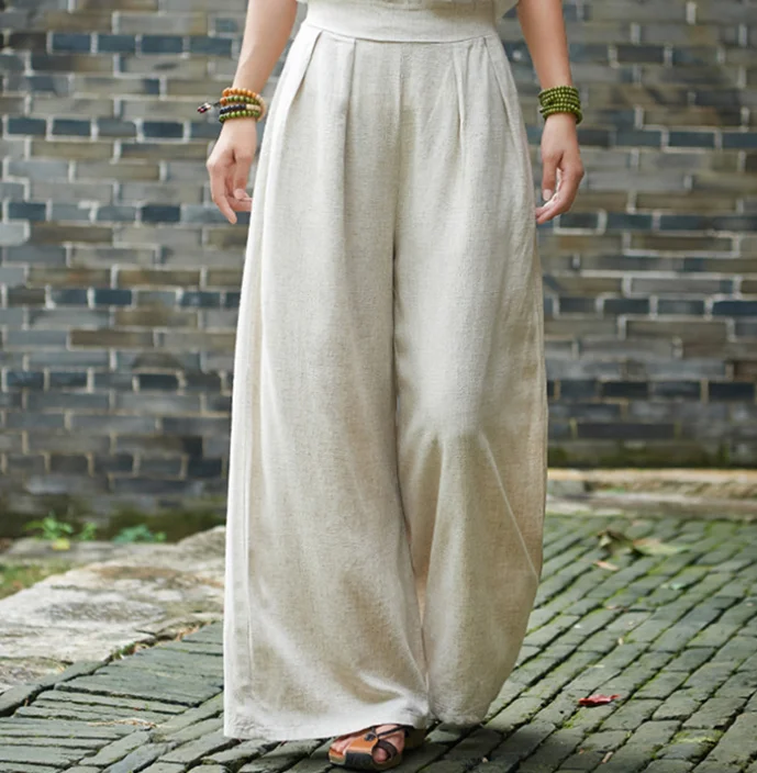 Zm80669a весна-лето 2019 хлопок и конопля Женская одежда для путешествий Йога женские широкие брюки
