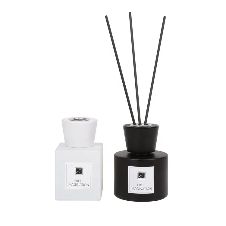 Hot sale home fragrance gift glass bottle perfume aroma scented reed diffuser with rattan