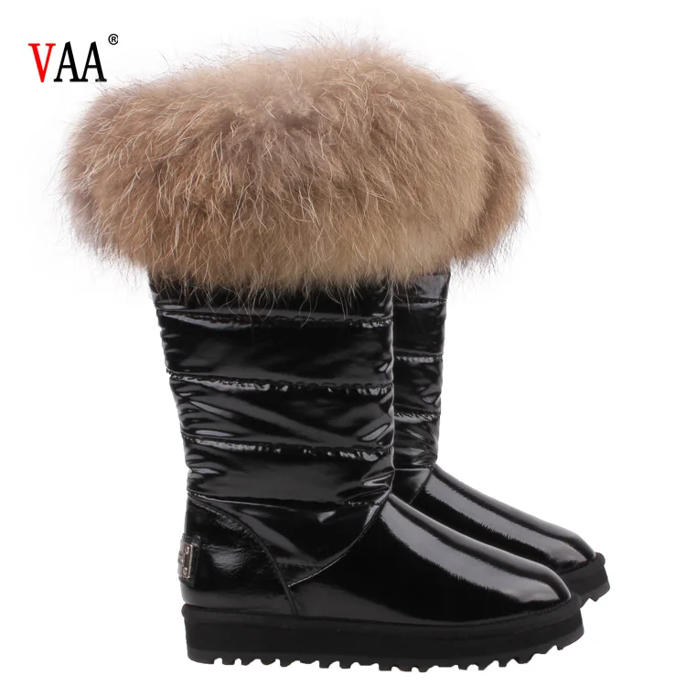 CF-079 Free Samples Waterproof Genuine Leather Racoon Fur Wholesale Fashion Lady Snow Shoes Boots