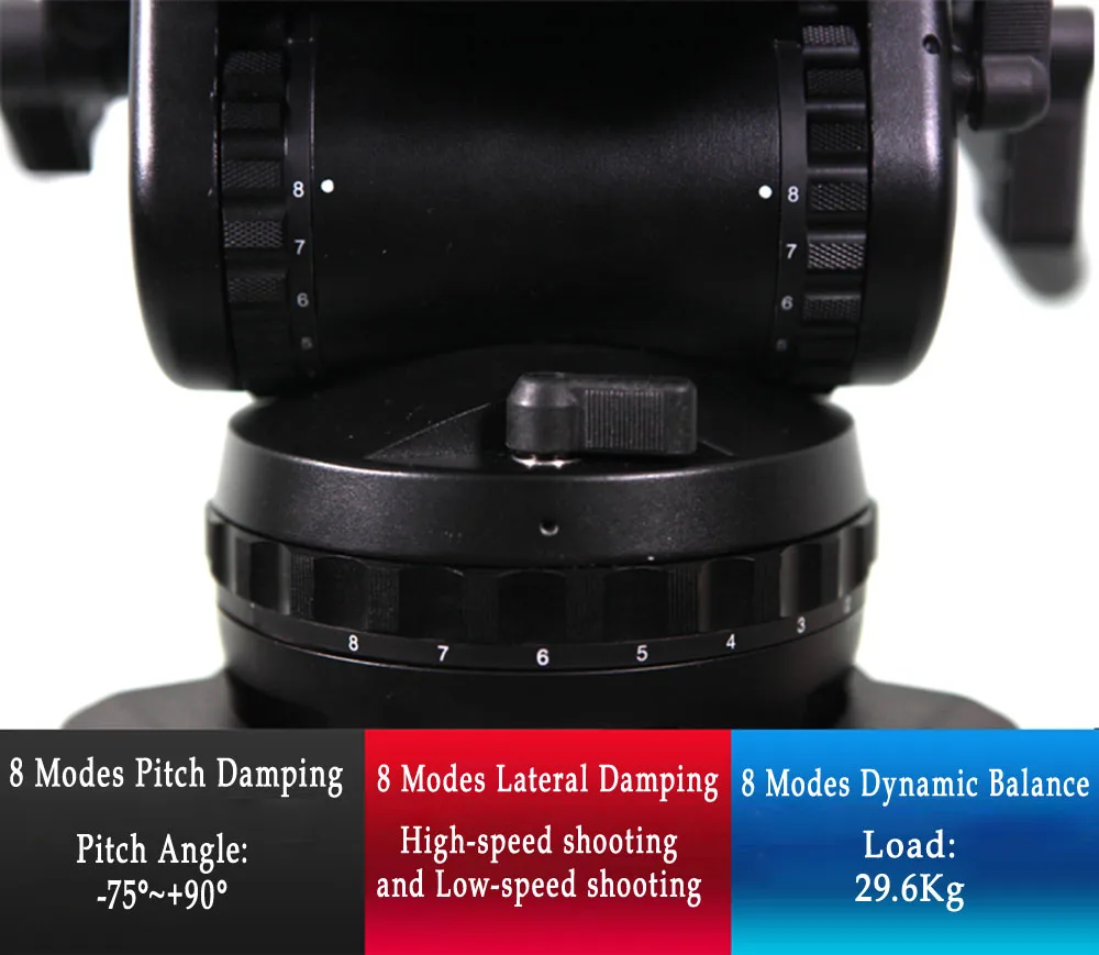 Professional Carbon Fiber Tripod With Fluid Head Max Load 29.6kg Video Tripod