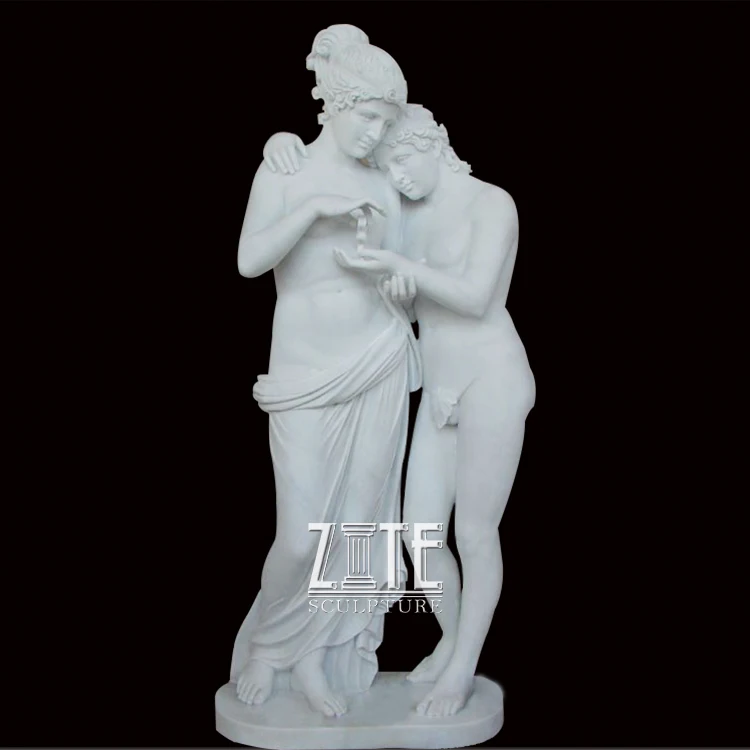 Life Size Kissing Marble Nude Man and Woman Erotic Statues