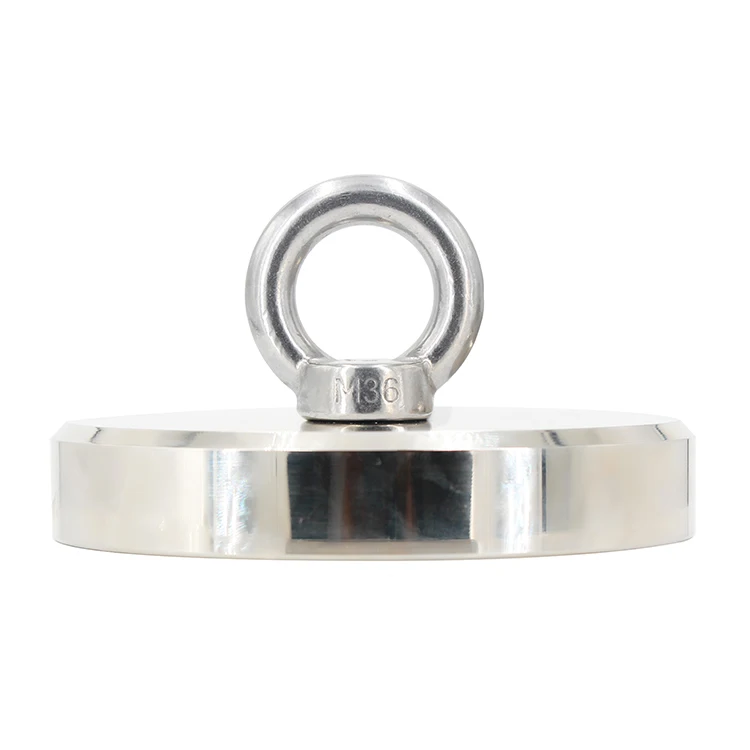 2800KG 6172LBS N35 D320mm Single Side Countersunk Hole Round Neodymium Salvage Fishing Magnet with Eyebolt