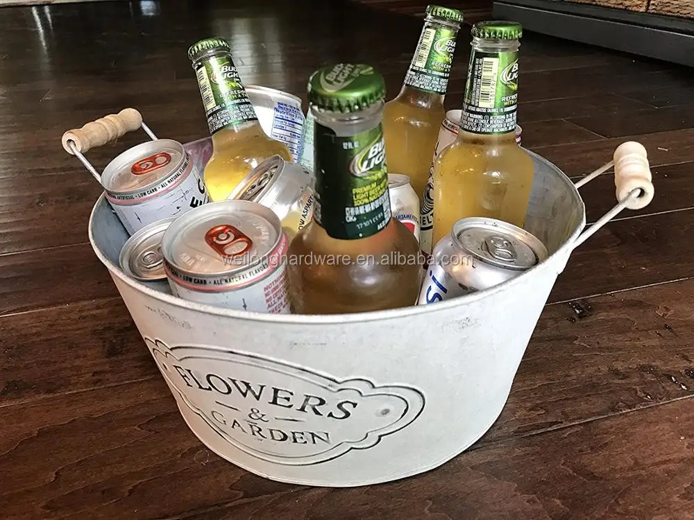 Large Size Galvanized Party Tub Metal Ice Beer Bucket With Stand and Tray