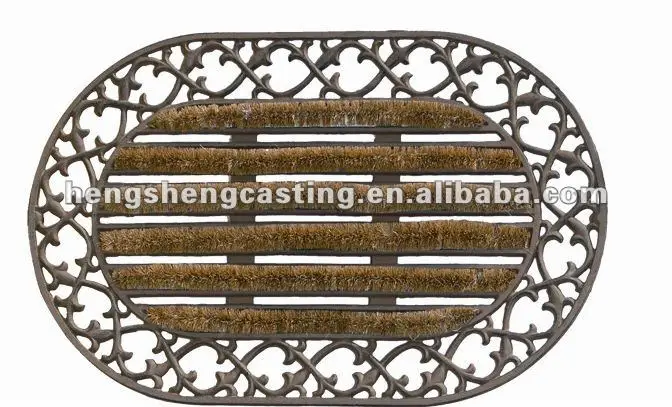 cast iron oval door mat with coir