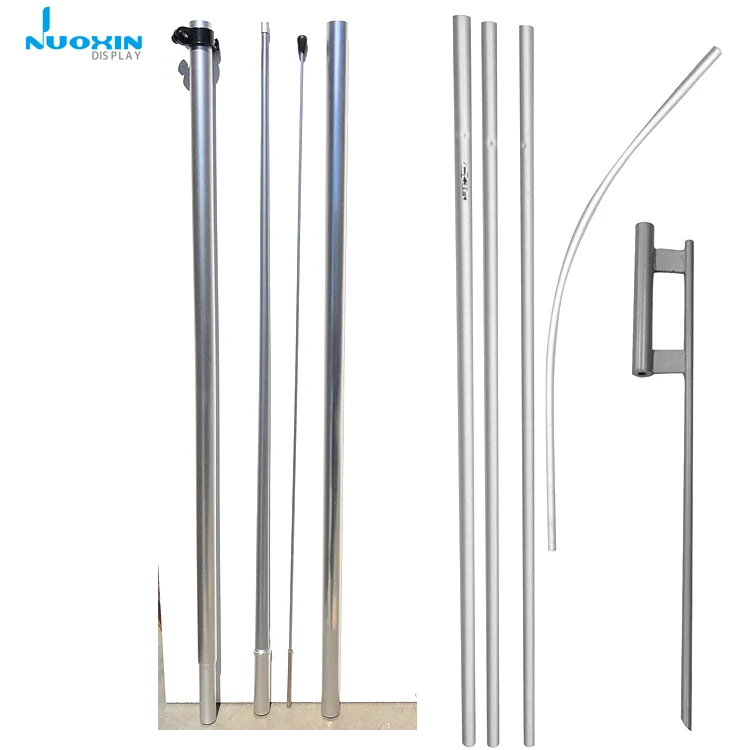 4.6M Fiberglass and Aluminum Flexible Beach Flag Pole Feather Flag Pole Accessories