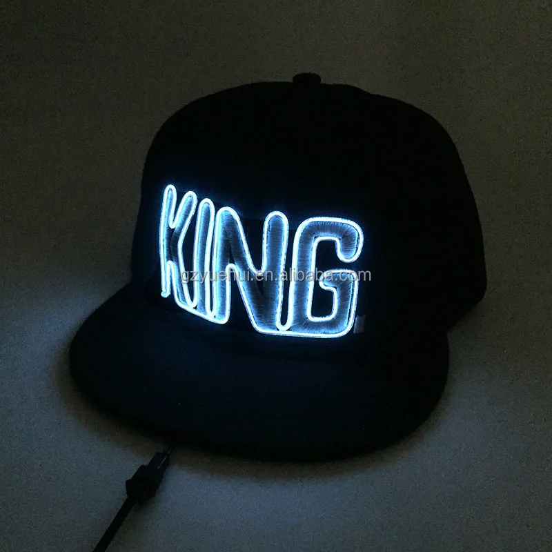 Pay Attention!Street Boys Dancer Favor Led Bulbs Stage Lamp Attractive King-Word Logo Cap Neon EL Wire Fantastic Hat