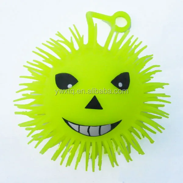 KEHUI Wholesale Flashing Puffer Ball Party Favor Toys Hariy Puffer Ball Inflatable Print Faces Easter toys