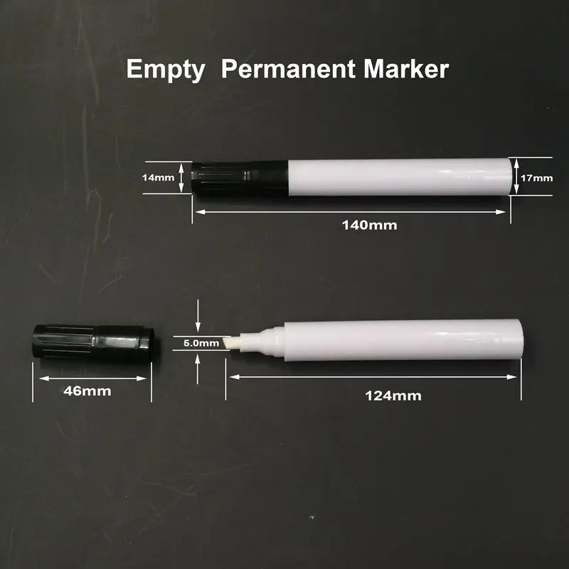 White Pen Tube Empaty Marker Manufacturer 5.0MM Chisel Nib  Permanent Empty Marker Pens Paint