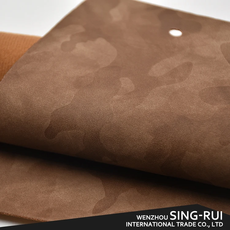 Factory price Cow  nubuck 100% pu Artificial leather for shoes