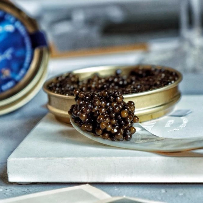 
High quality white sturgeon black caviar canned fish roe food 
