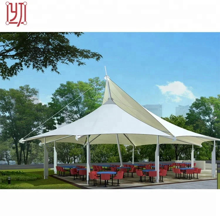 Гарантия торговли commerical plaza пейзаж стальная структура Растяжимая мембрана эластичный материал навес палатка