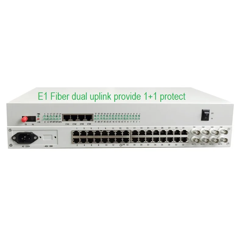 4 FXS FXO Ethernet and RS-232 over e1 pakistan vietnam india approved voice to fiber converter
