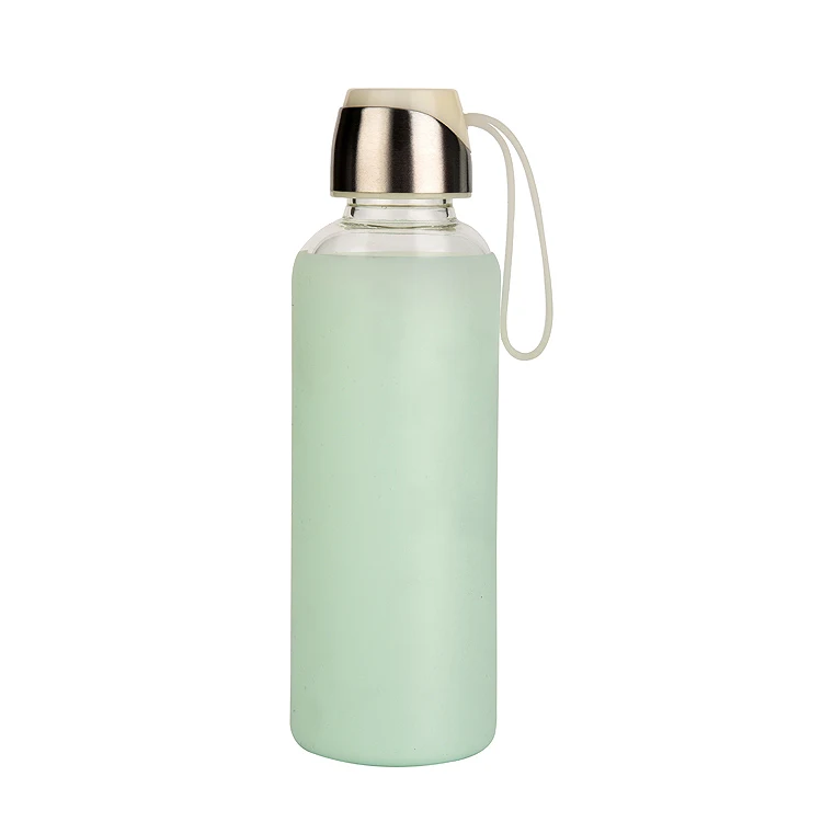 ODM OEM Amazon hot sale custom logo BPA free leakproof glass water bottle with silicone sleeve