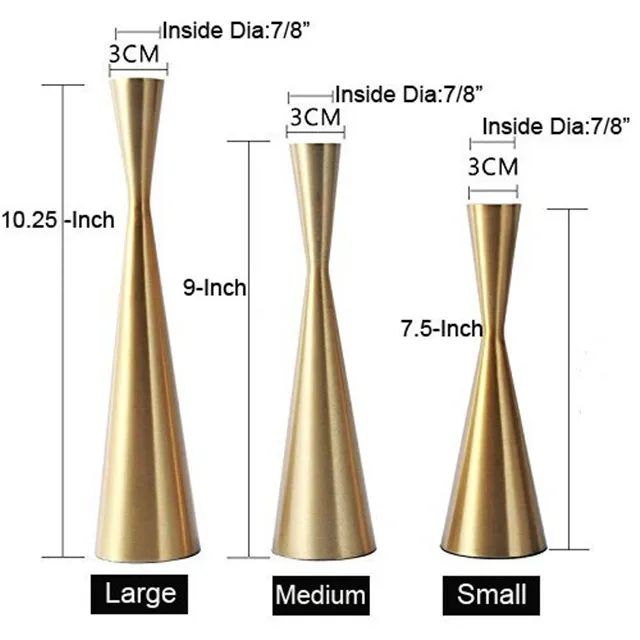 
China supplier wedding gift Brass Gold Metal Taper Candle Holders 