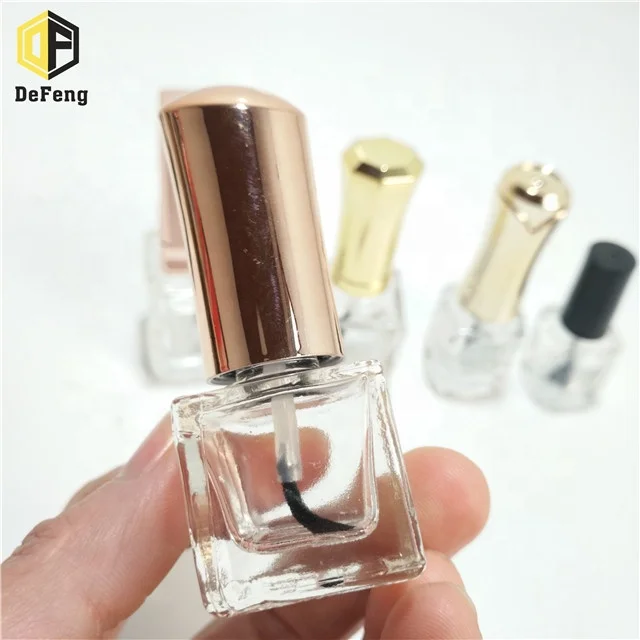 Wholesale 6ml 8ml 12ml 16ml square shape nail polish glass bottle gel nail polish bottle with cap and brush
