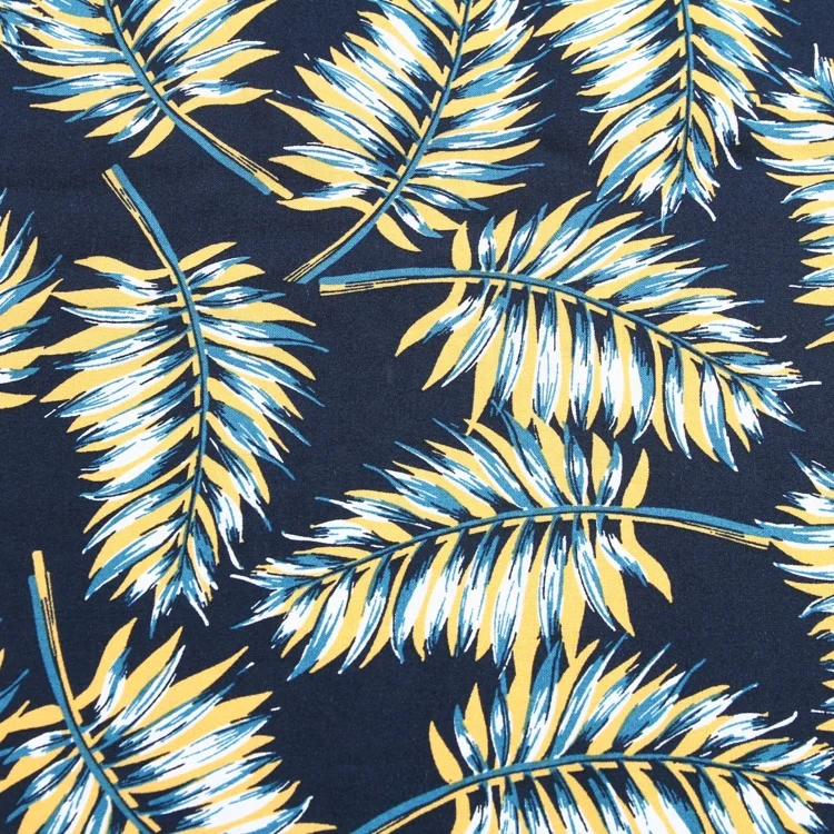 Leaves printed casual spandex 100% rayon viscose lining polyester fabric