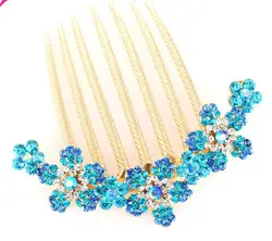 KBFS07 Fashionable hair tray rhinestone flower shape bangs hair comb elegant hair comb