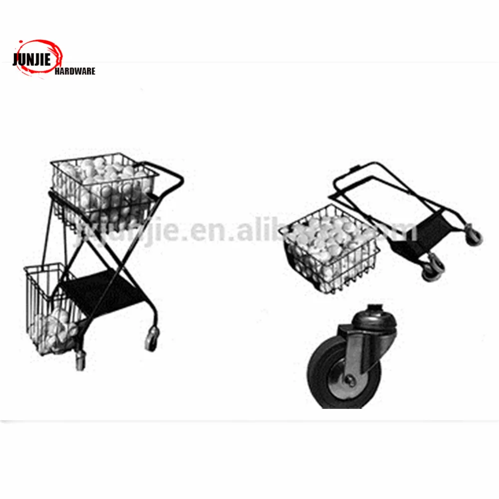 Wholesale steel folding utility cart,tennis folding shopping cart with double basket