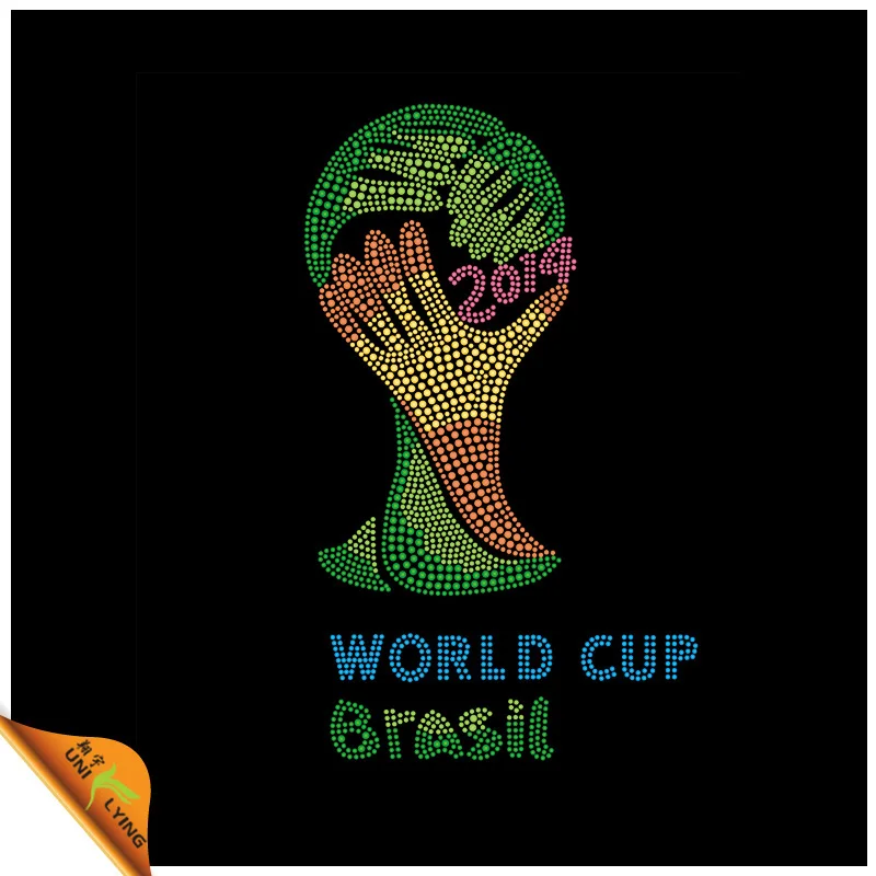 2014 Новый пользовательский Кубок мира Бразилия горный хрусталь теплопередача Мотив для украшения