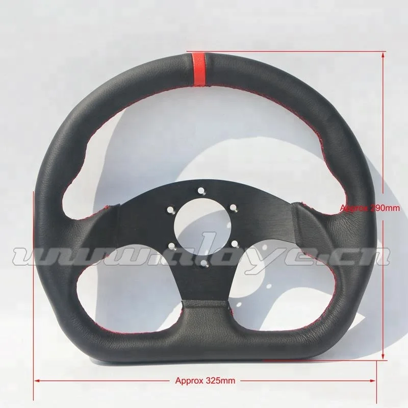 325MM Aluminum Spoke Leather Car Steering Wheel