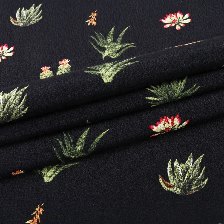 Latest design viscose rayon black italian crepe fabric printing custom for trousers