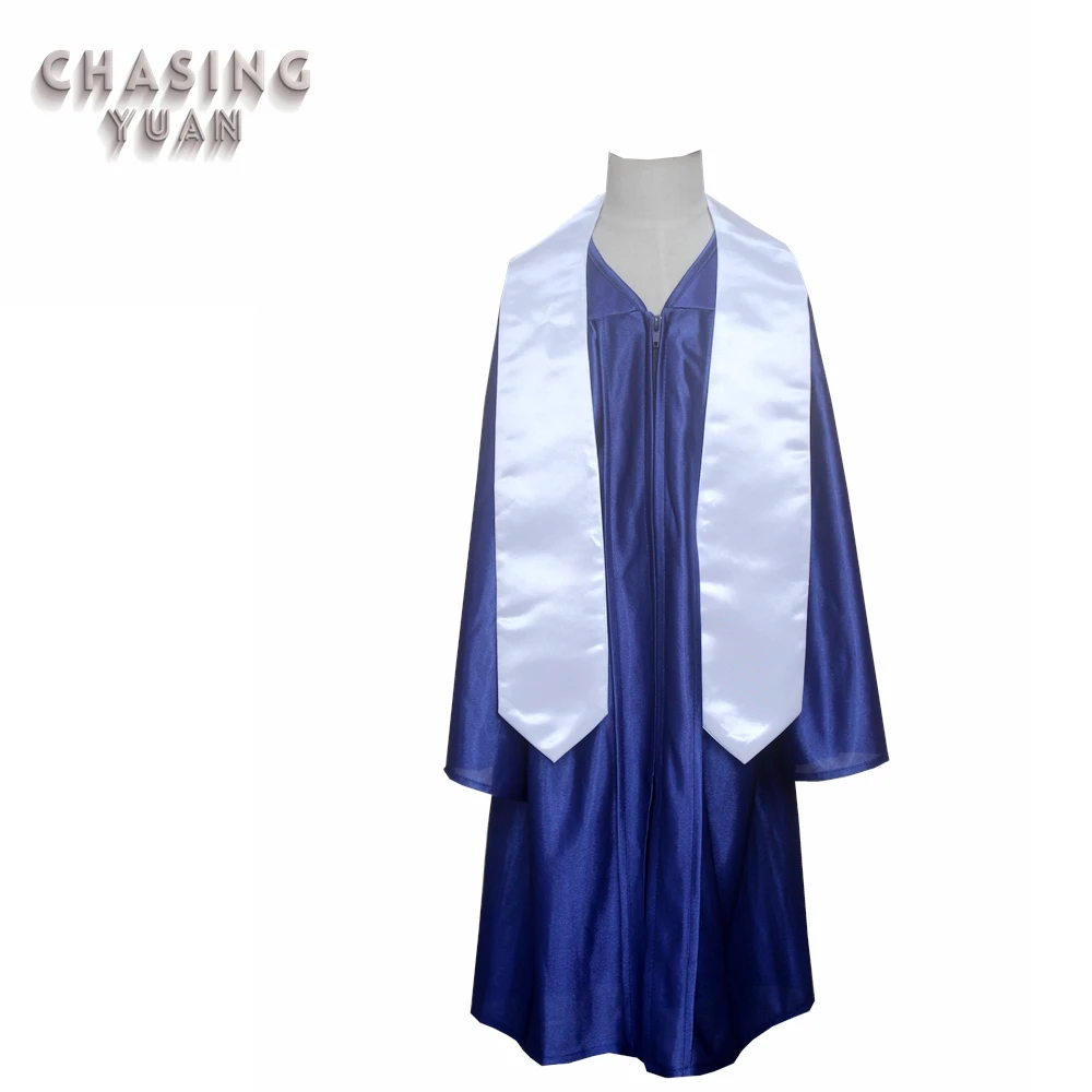 
Kids Shiny Graduation Robes with White Plain Stole 